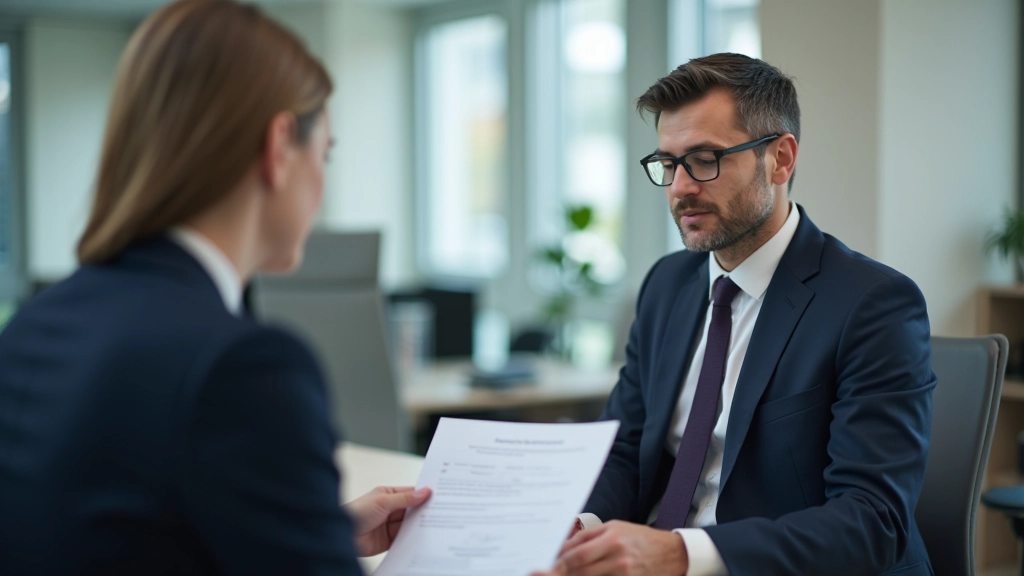Pojišťovací poradce diskutuje s klientem o pojistné smlouvě